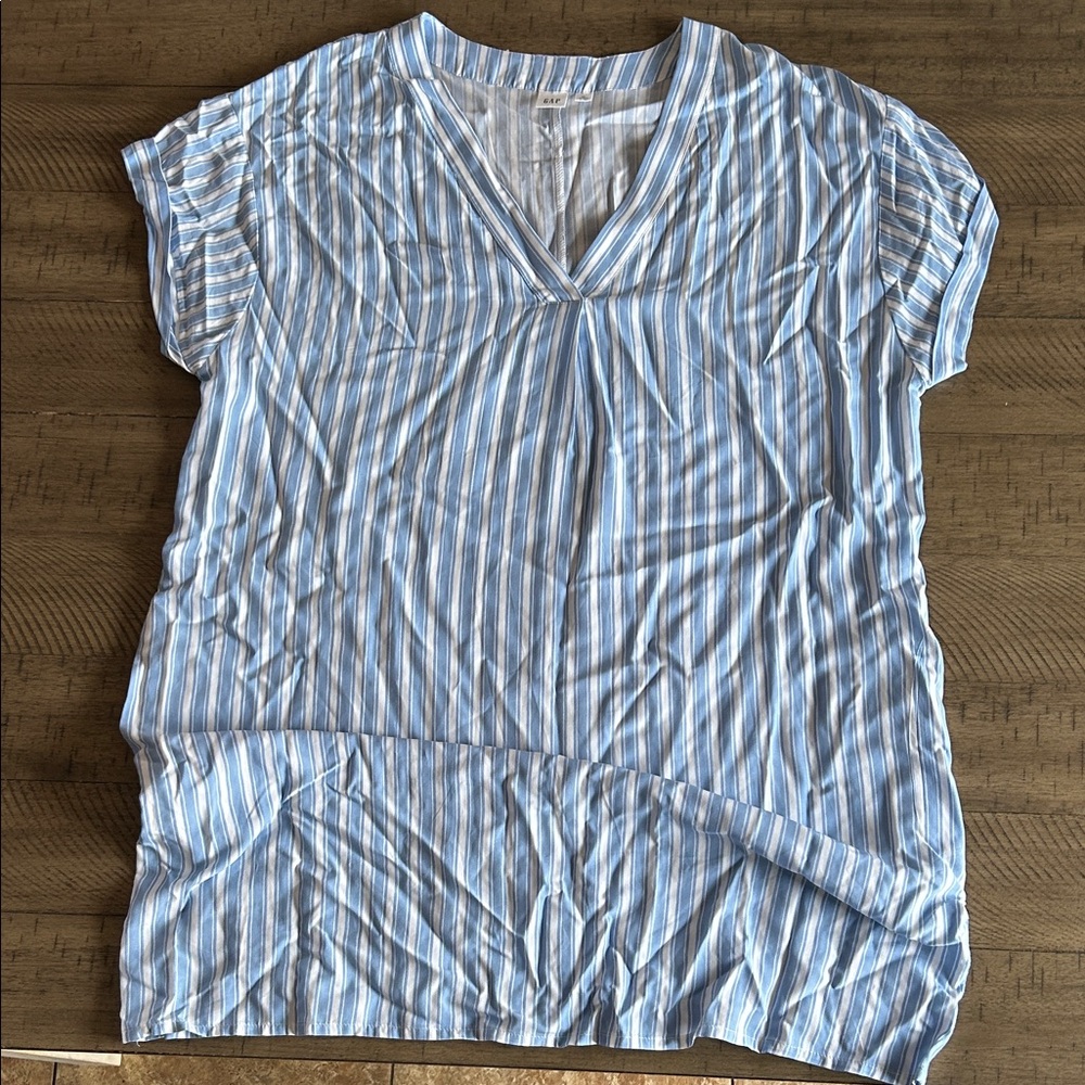 GAP Light Blue and White Striped Dress